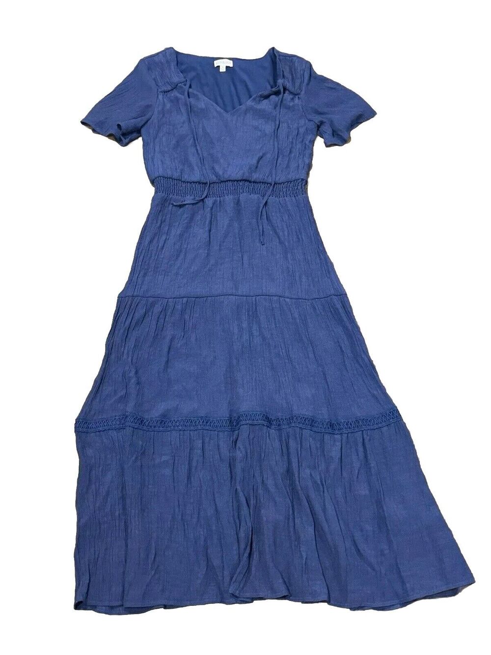 Luxology Dress Navy Blue Maxi Dress Short Sleeve Spring Summer - Women’s M